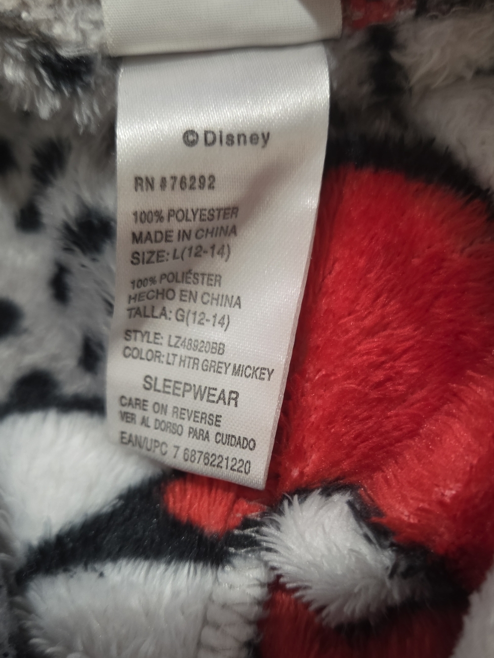 Disney Mickey Mouse Gray Fleece Pajama Pants with Red & Yellow Accents - Picture 4 of 5